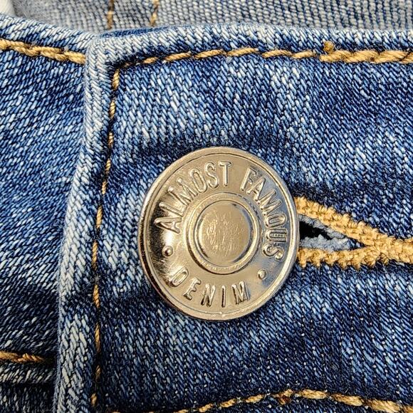 Almost Famous Jeans Womens 18 Blue Ripped Distressed High Rise Skinny Ankle - Picture 2 of 13